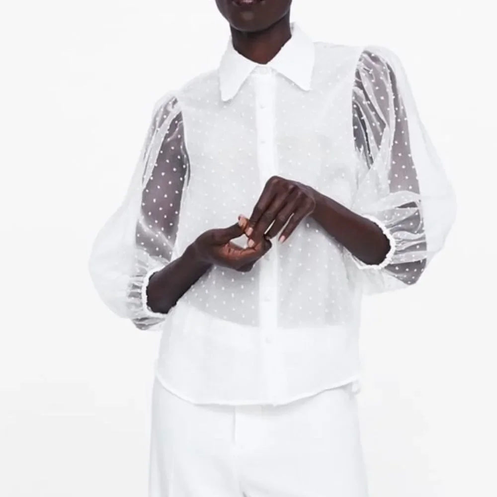 ZARA Organza Puff Sleeve Blouse Blogger Choice